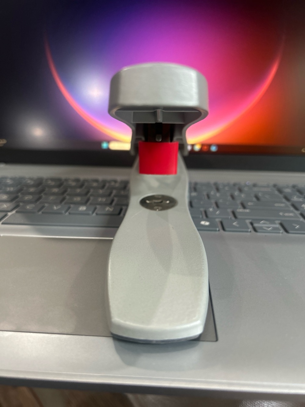 Gray and Red Desktop Stapler - Compact Office Stapler